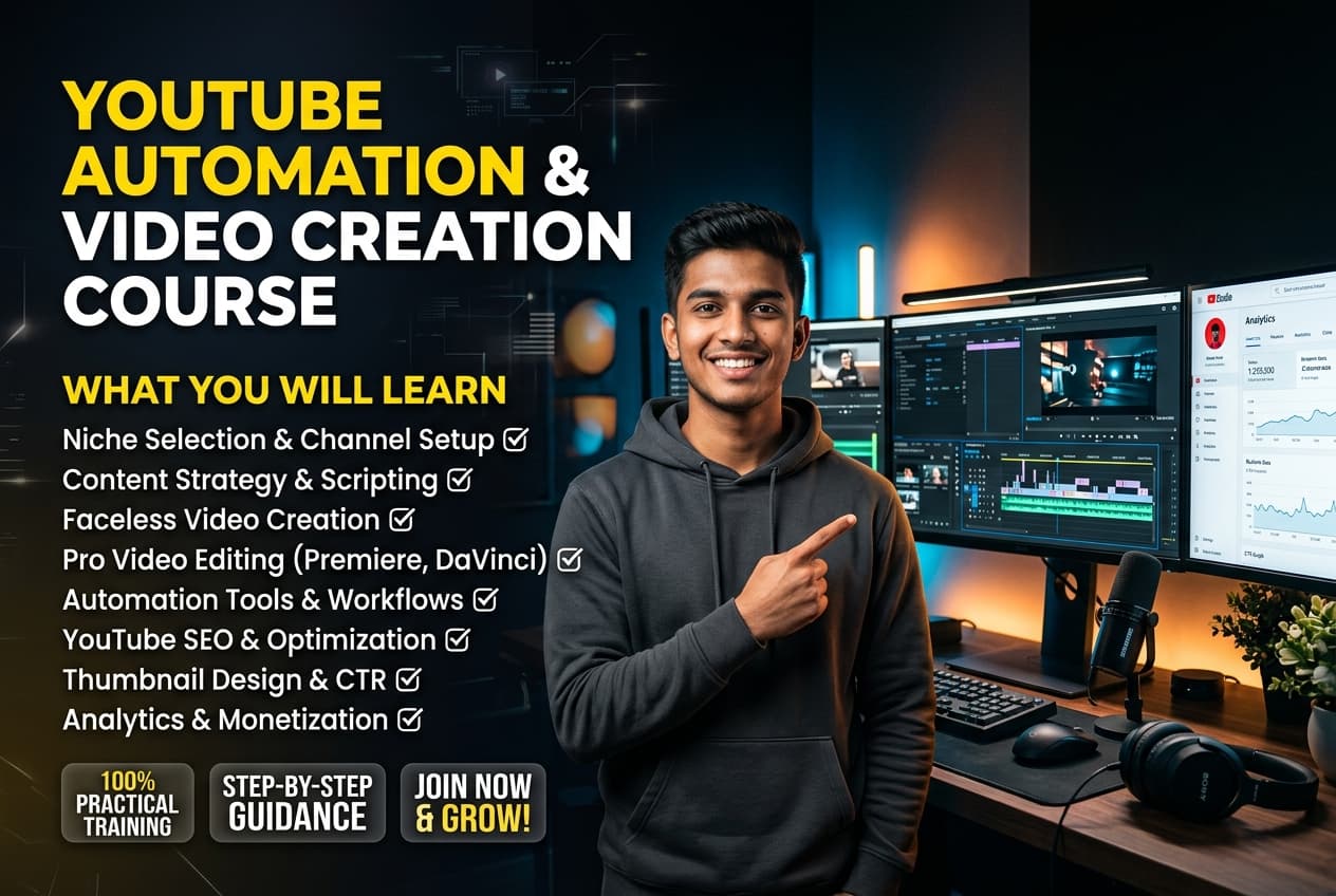 Youtube automation course+Youtube copyright work with MCN+ Youtube AntiDetect Tools+Watchtime,Subscriber,likes etc Tool